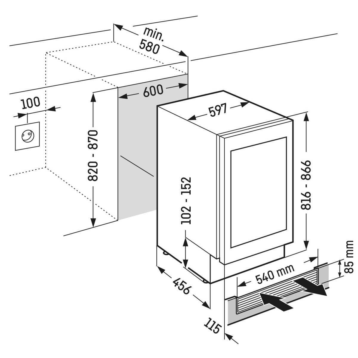 Liebherr Vinidor Built Under 2 Temperature Wine Cabinet Black Uwtgb 1682