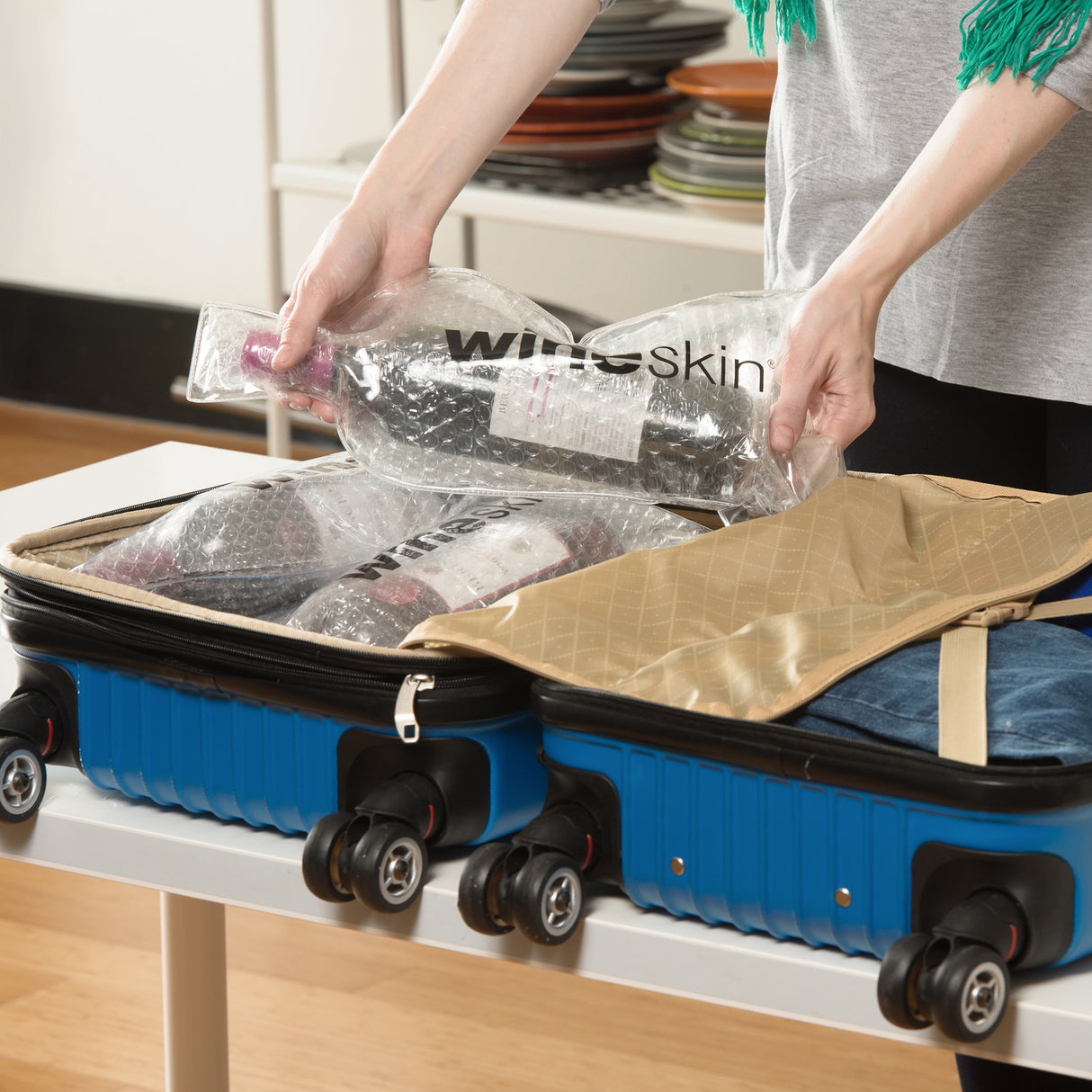 The Original Wineskin Reusable Wine Bottle Protection Transport Bag