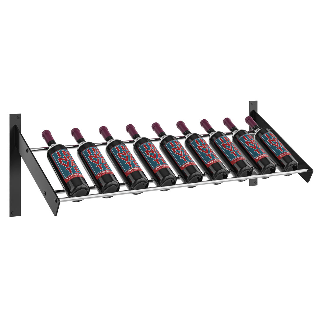 VintageView Evolution Wall Mounted Wine Wall - 9 Bottle Presentation Wine Rack