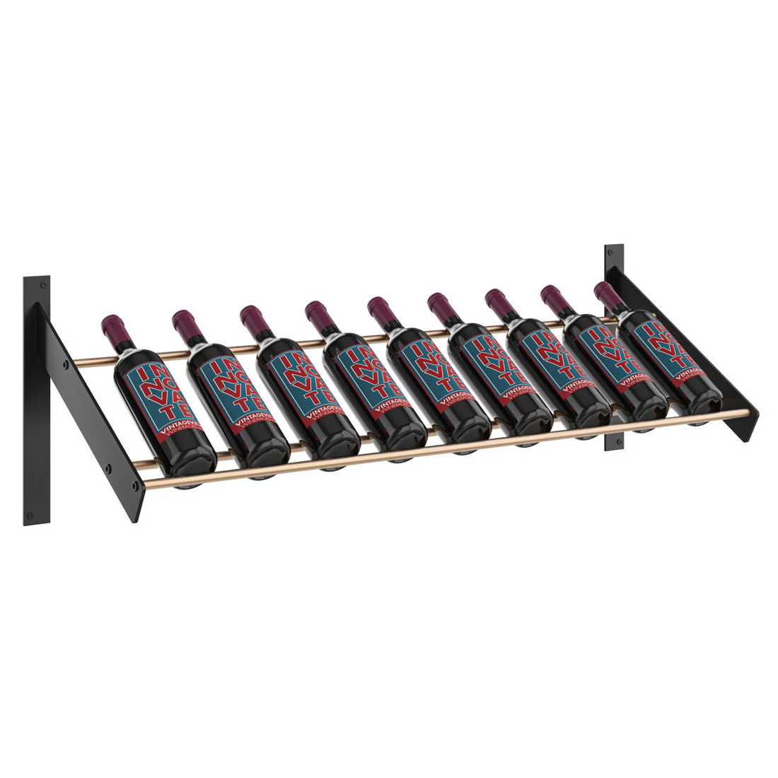 VintageView Evolution Wall Mounted Wine Wall - 9 Bottle Presentation Wine Rack