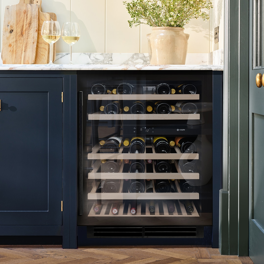 Caple Wine Cabinet Sense 2 Temperature Undercounter Black Glass Wi6136bg