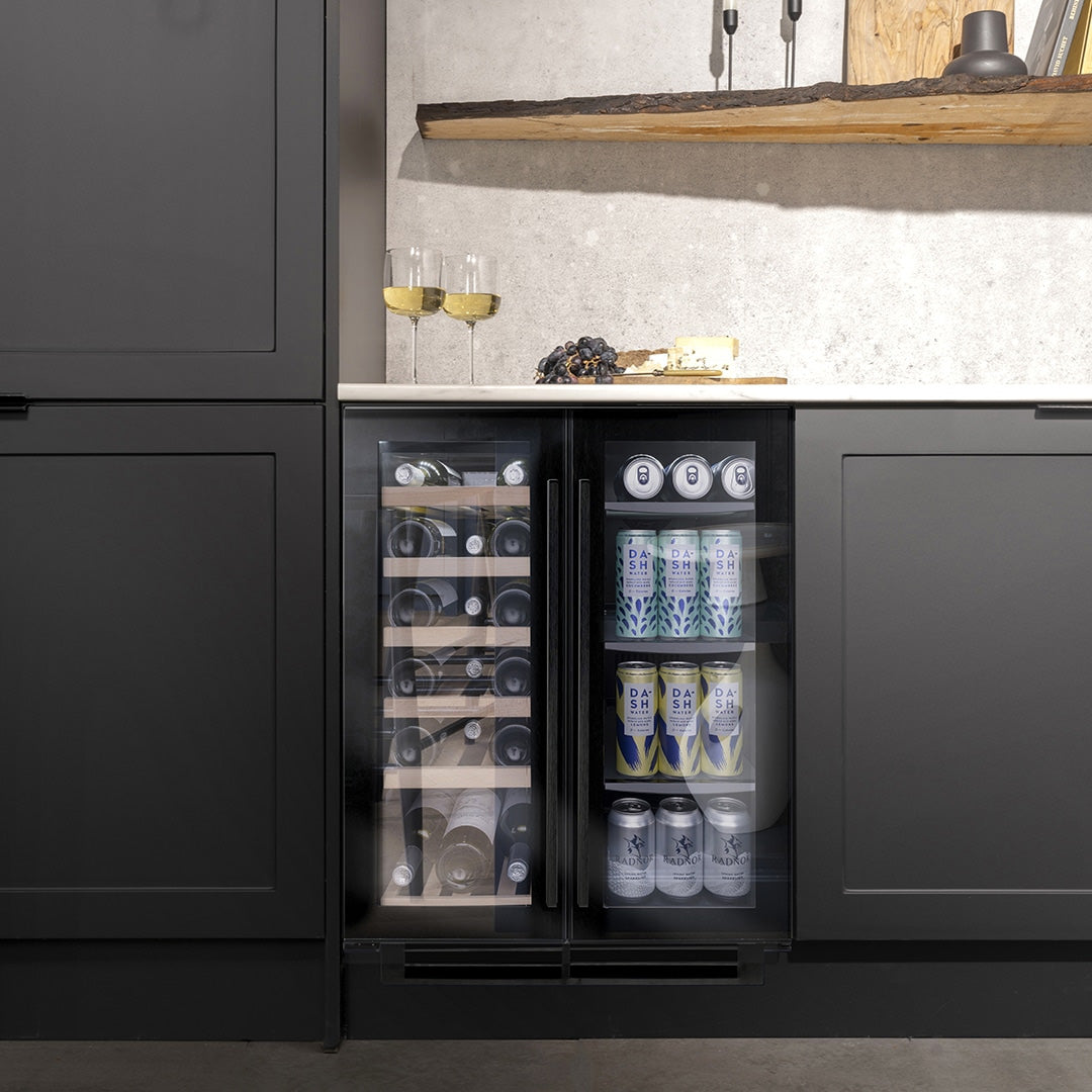 Caple Wine Cabinet Sense 2 Temperature Undercounter Black Glass Wi6235bg