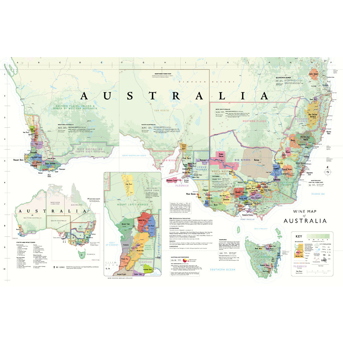 De Long 's Wine Map Of Australia Bookshelf Edition