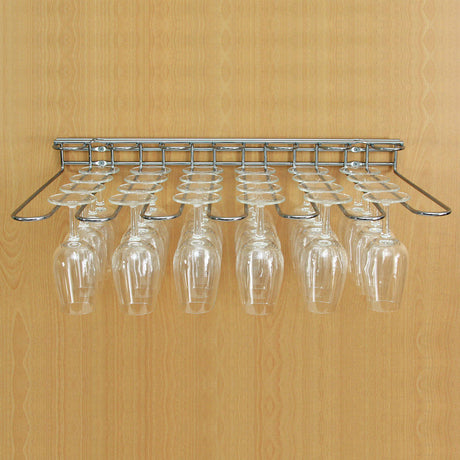 Chrome Plated Steel Wine Glass Hanging Rack - Dual Fix (Wall and Shelf)