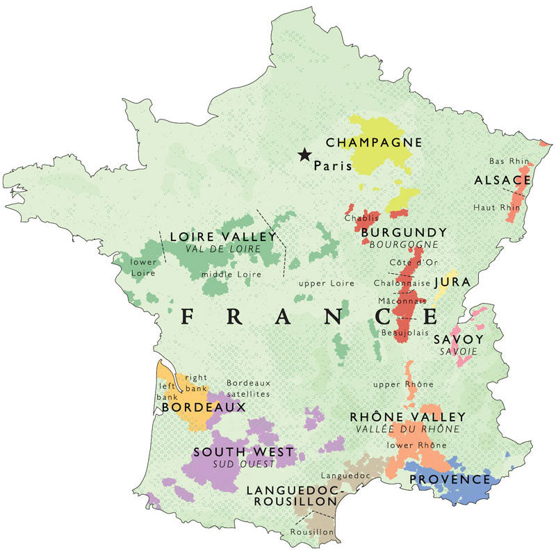 De Long 's Wine Map Of France Wine Regions