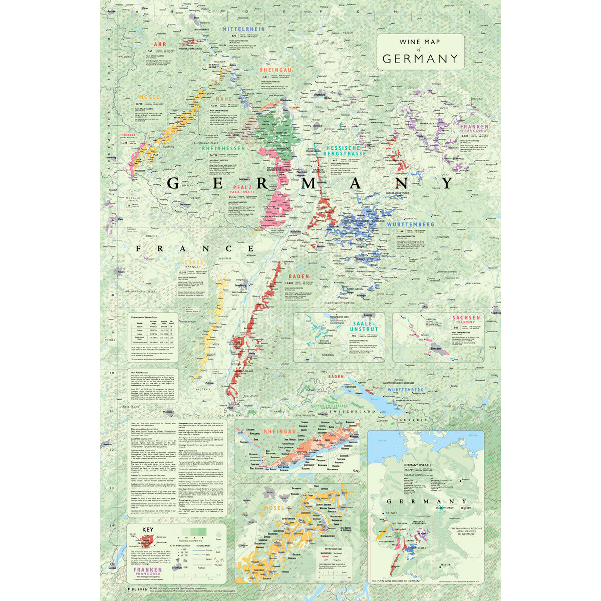 De Long 's Wine Map Of Germany Bookshelf Edition