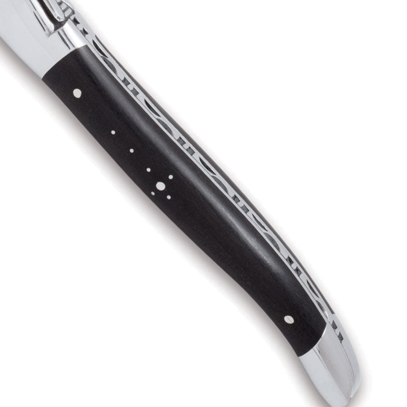 Laguiole en Aubrac 2 Piece Knife and Fork Carving Set - Ebony Wood Handles
