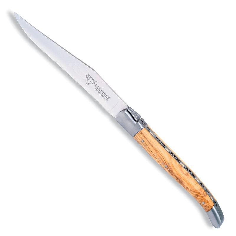 Laguiole En Aubrac 4 Piece Knife And Fork Set Olive Wood Handles