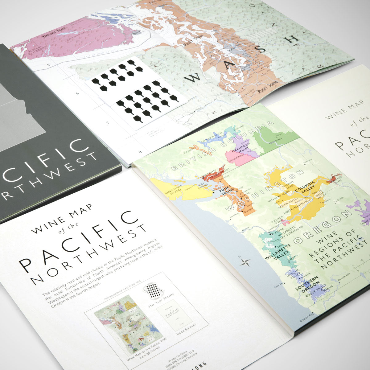 De Long 's Wine Map Of The Pacific Northwest Bookshelf Edition