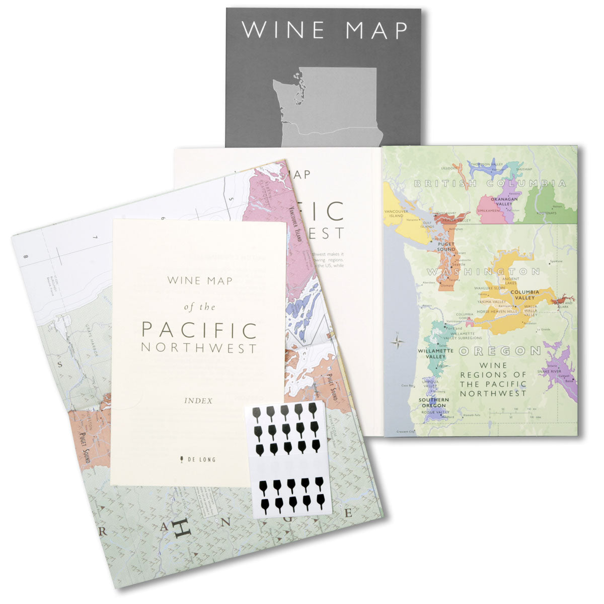 De Long 's Wine Map Of The Pacific Northwest Bookshelf Edition