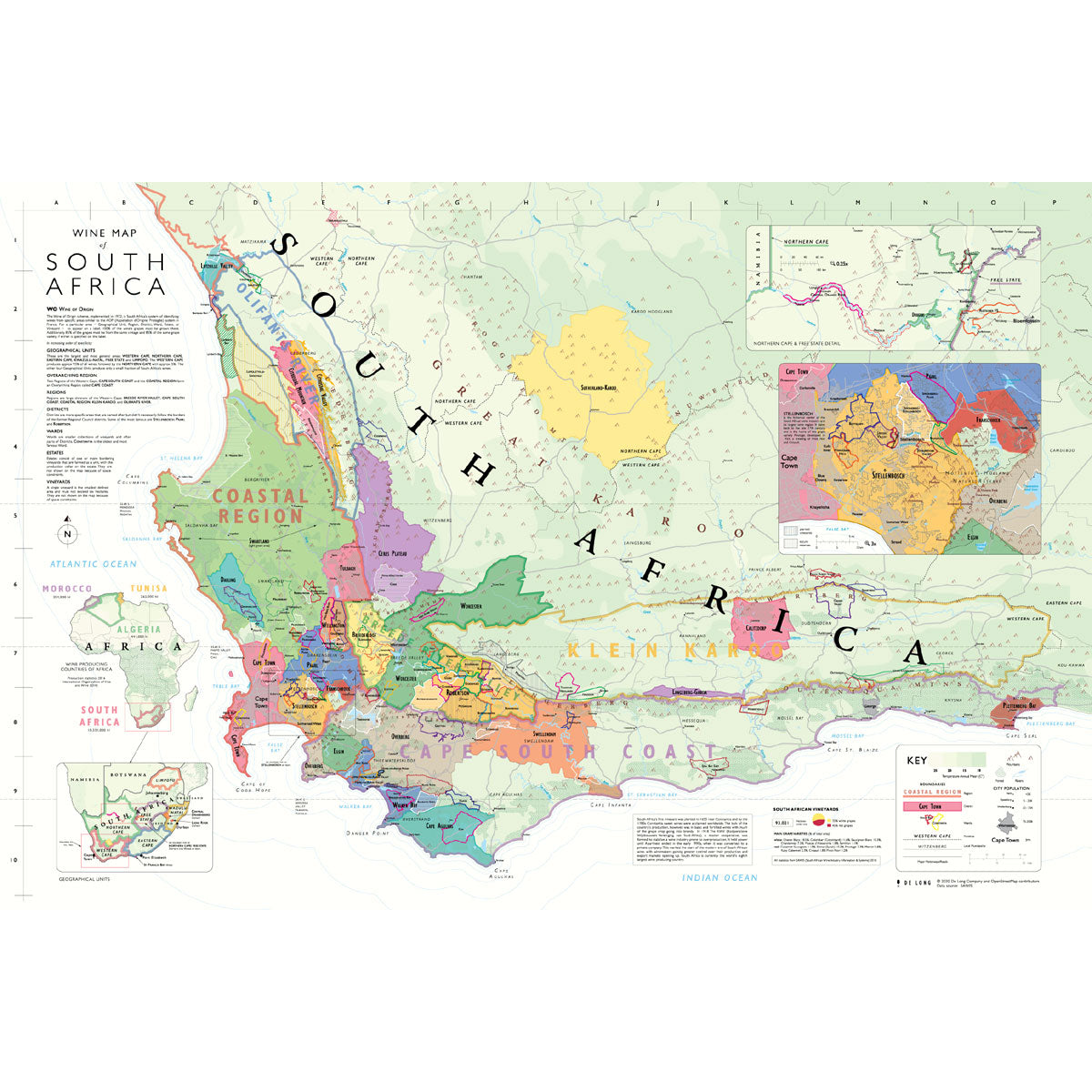 De Long 's Wine Map Of South Africa Bookshelf Edition