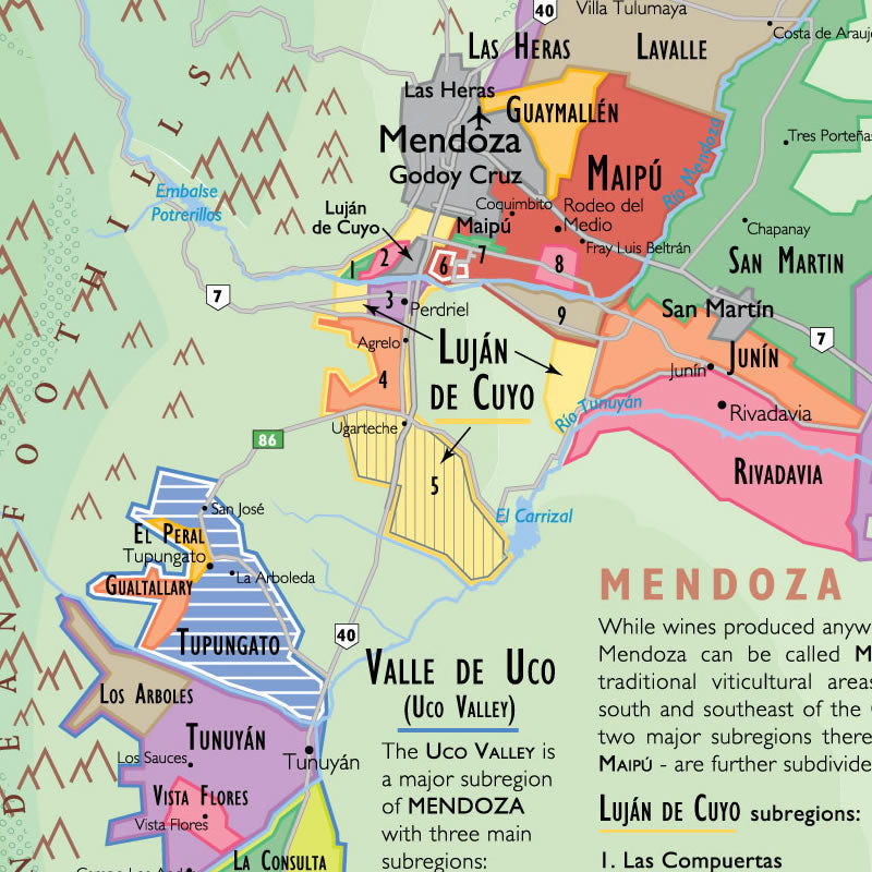 De Long 's Wine Map Of South America Wine Regions