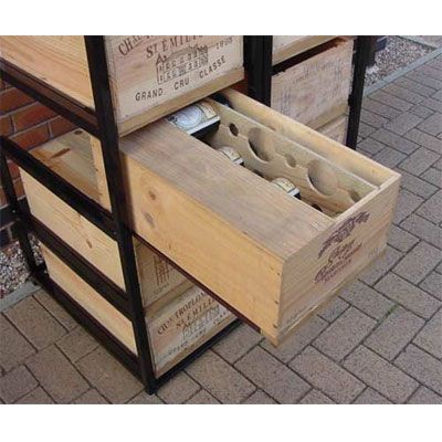 Wine Bottle Case Rack Metal & Wood - 6 Drawer