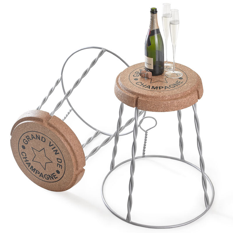 XL Giant Champagne Cork Wire Cage Side Table - Silver