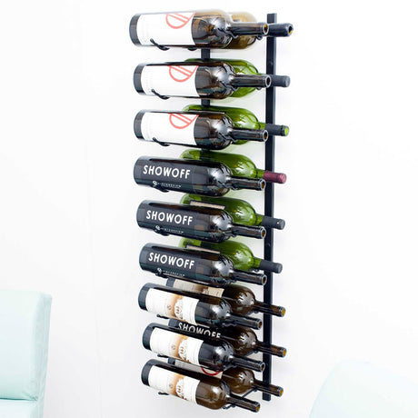 VintageView Wall Mounted WMAG Series - 18 Magnum Bottle Wine Rack 2 Deep - Black