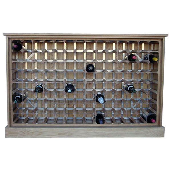 112 Bottle Contemporary Wooden Oak Wine Cabinet / Rack with Plinth