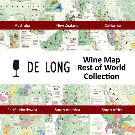 De Long’s Wine Map Rest of World Collection - 6 Wine Region Maps