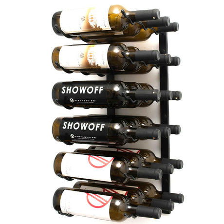 VintageView Wall Mounted W Series 2 - 18 Bottle Wine Rack 3 Deep - Black 2ft