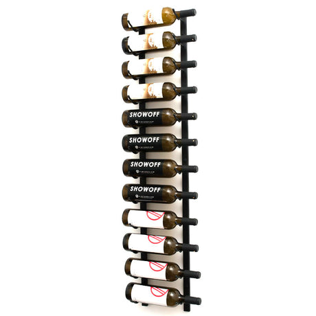 VintageView Wall Mounted W Series 4 - 12 Bottle Wine Rack 1 Deep - Black 4ft