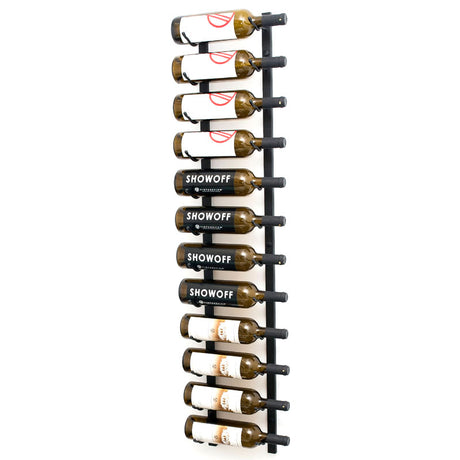 VintageView Wall Mounted W Series 4 - 12 Bottle Wine Rack 1 Deep - Black 4ft