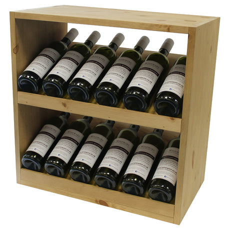 Pine Wooden Wine Rack - Display Cellar Cube - 12 Bottles - 298mm Deep