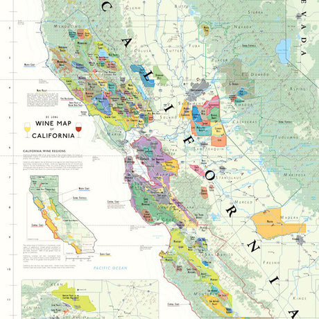 De Long’s Wine Map of California - Wine Regions