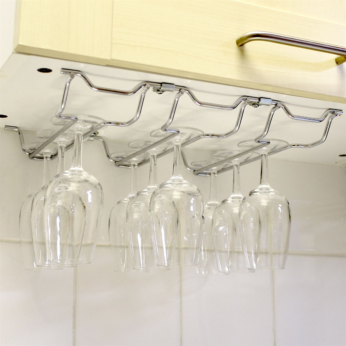 Chrome Plated Steel Wine Glass Hanging Rack Columns, Barware