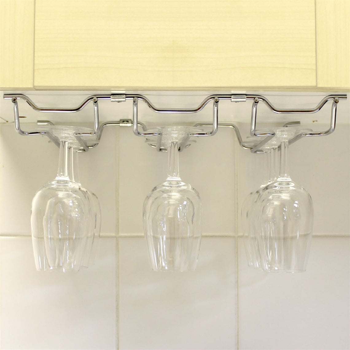 Chrome Plated Steel Wine Glass Hanging Rack - 3 Columns