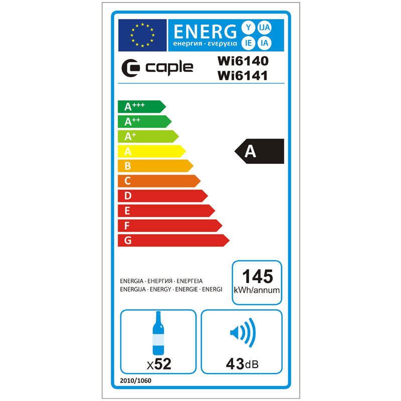 Caple Wine Cabinet Sense - Single Temperature Slot-In - Black Wi6143BG