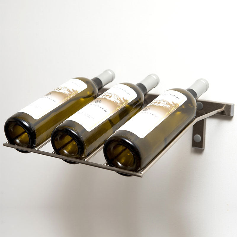 VintageView Wall Mounted W Series Presentation 3 Bottle Wine Rack - Platinum
