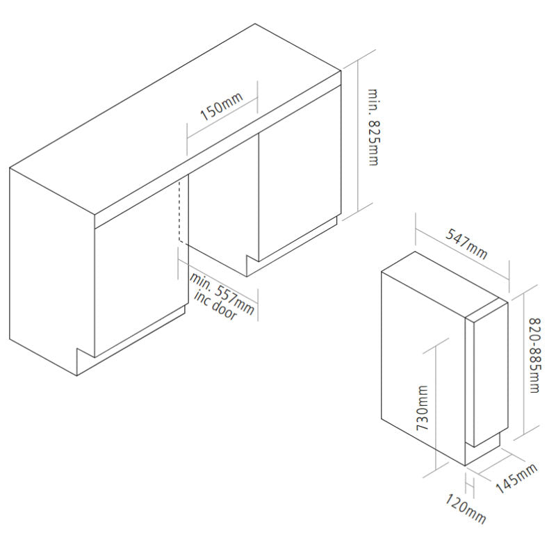 Caple Wine Cabinet Classic - Single Temperature Slot-In - Stainless Steel Wi159