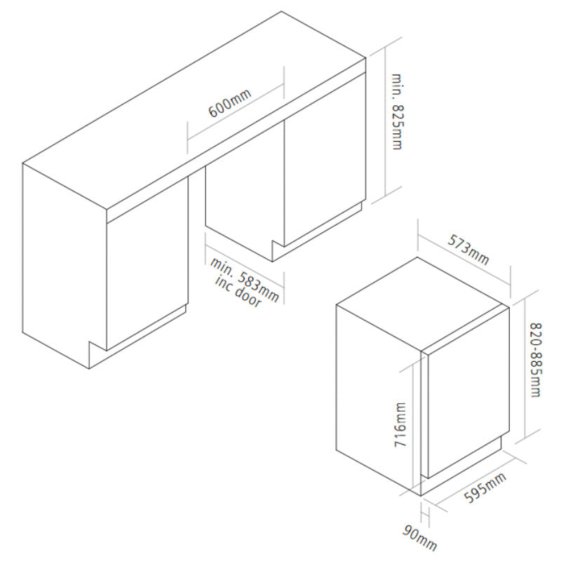 Caple Wine Cabinet Sense - 2 Temperature Slot-In - Black Wi6136