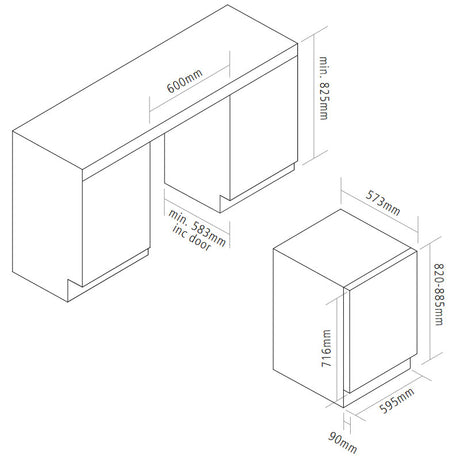 Caple Wine Cabinet Classic - 2 Temperature Slot-In - Stainless Steel Wi6135