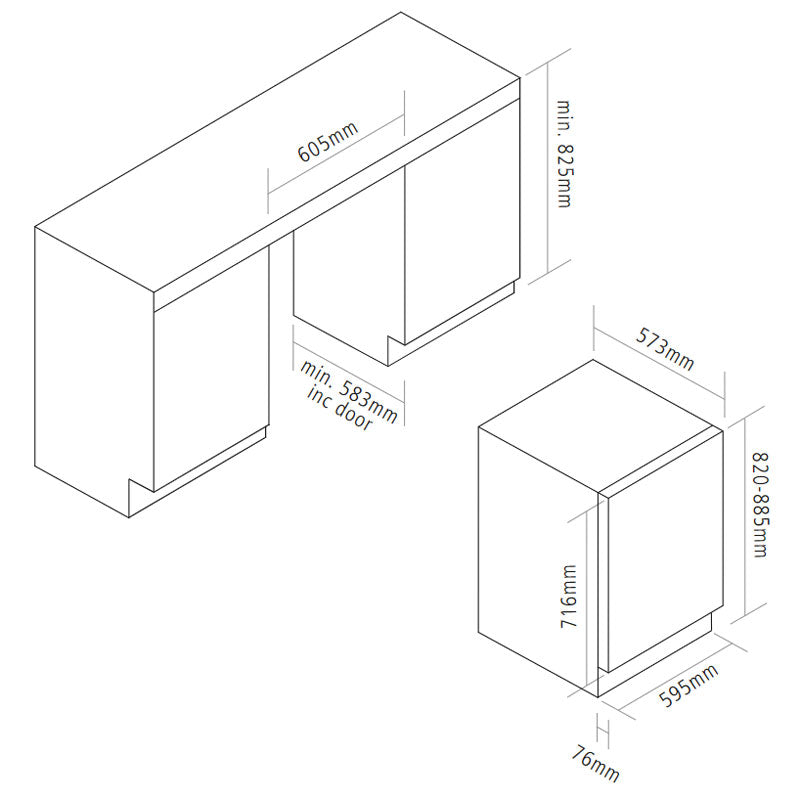 Caple Wine Cabinet Sense - 2 Temperature Slot-In - Black Wi6235