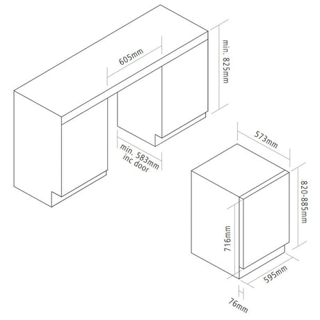 Caple Wine Cabinet Sense - 2 Temperature Slot-In - Black Wi6235