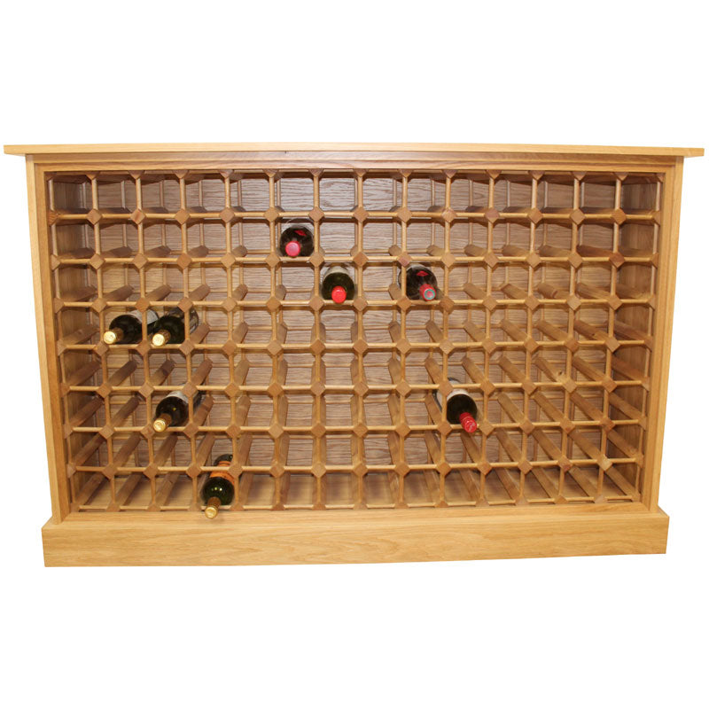 112 Bottle Contemporary Wooden Oak Wine Cabinet / Rack with Plinth