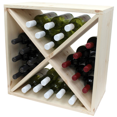 Pine Wooden Wine Rack - Cellar Cube - 24 Bottles - 298mm Deep