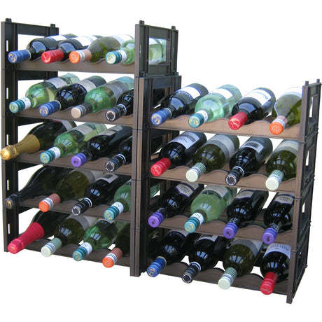 EziRak 12 Bottle Plastic Self-Assembly Wine Rack - Black