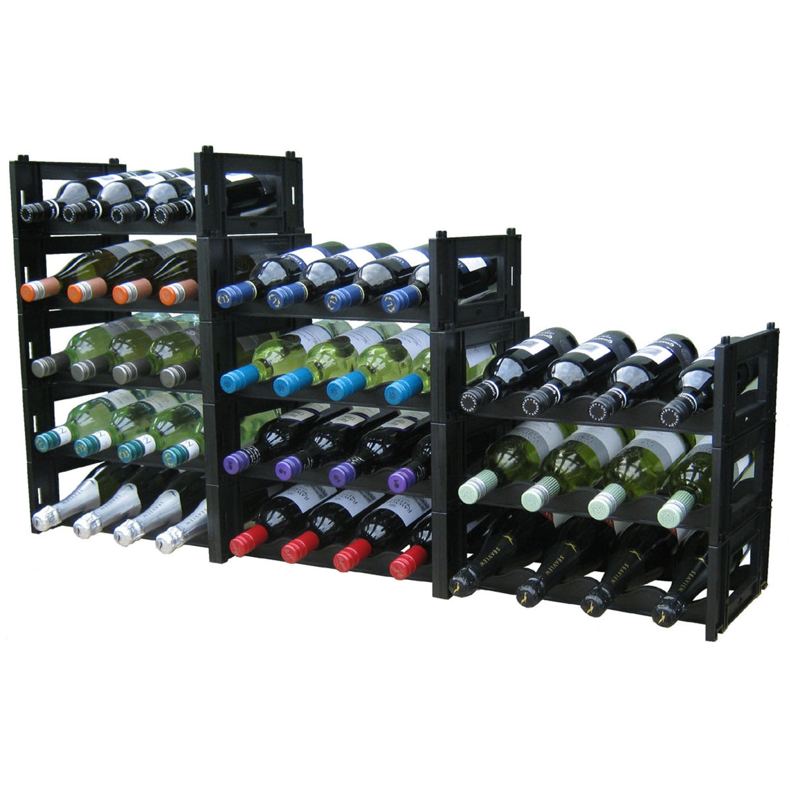 EziRak 12 Bottle Plastic Self-Assembly Wine Rack - Black