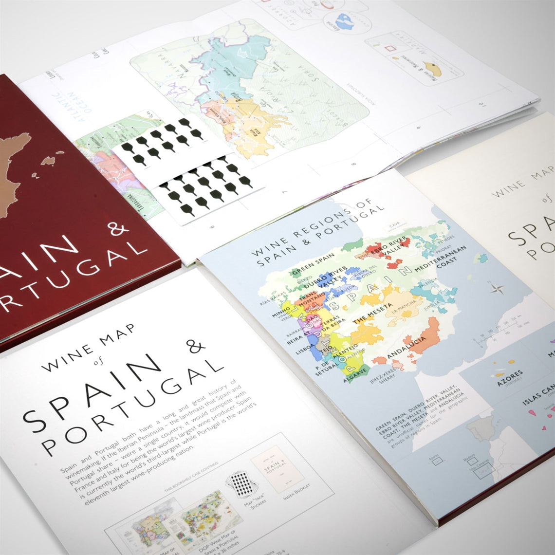 De Long’s Wine Map of the Iberian Peninsula (Spain & Portugal) - Bookshelf Edition