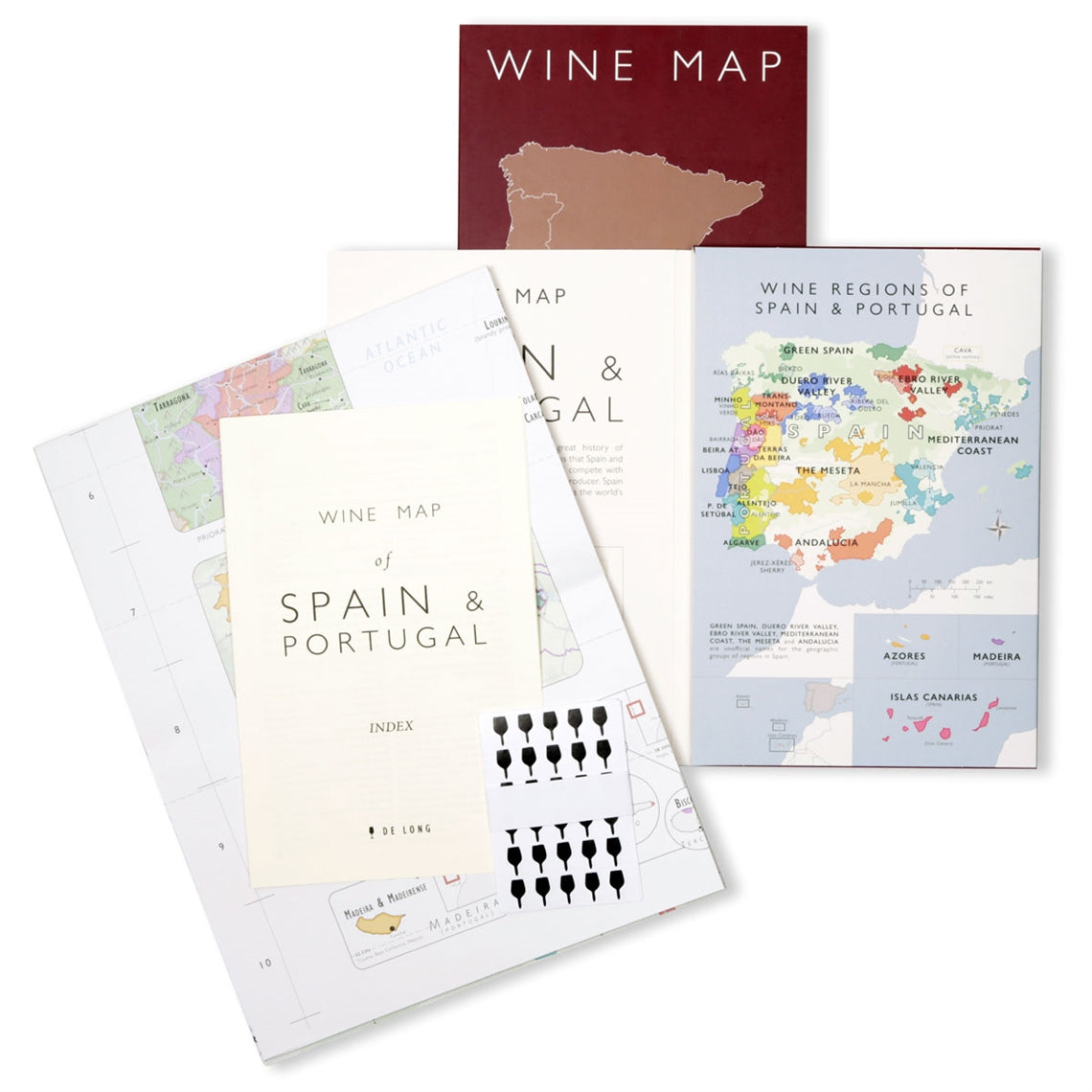 De Long’s Wine Map of the Iberian Peninsula (Spain & Portugal) - Bookshelf Edition