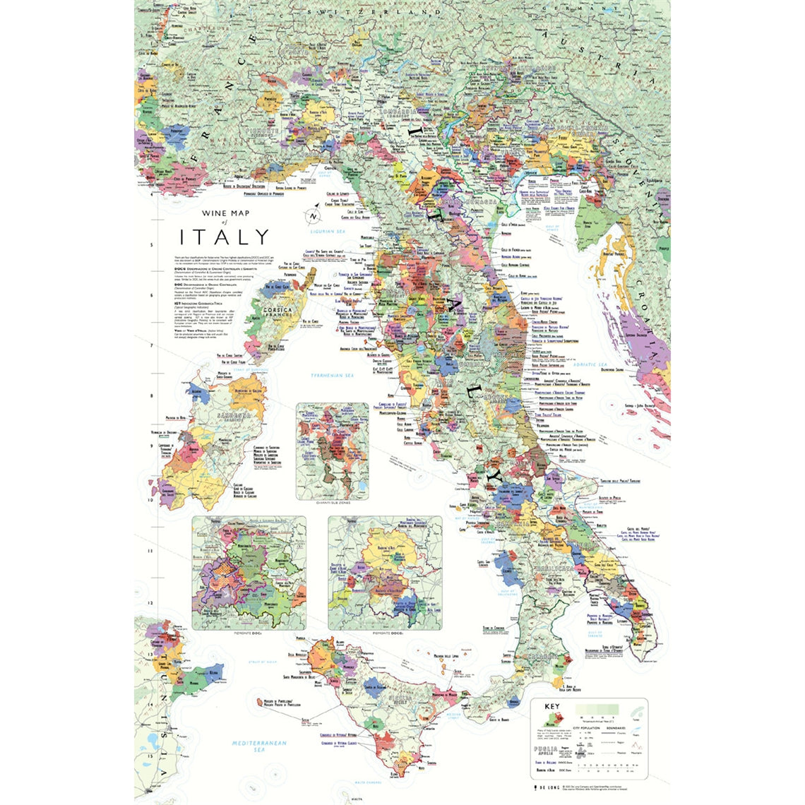 De Long’s Wine Map of Italy - Bookshelf Edition