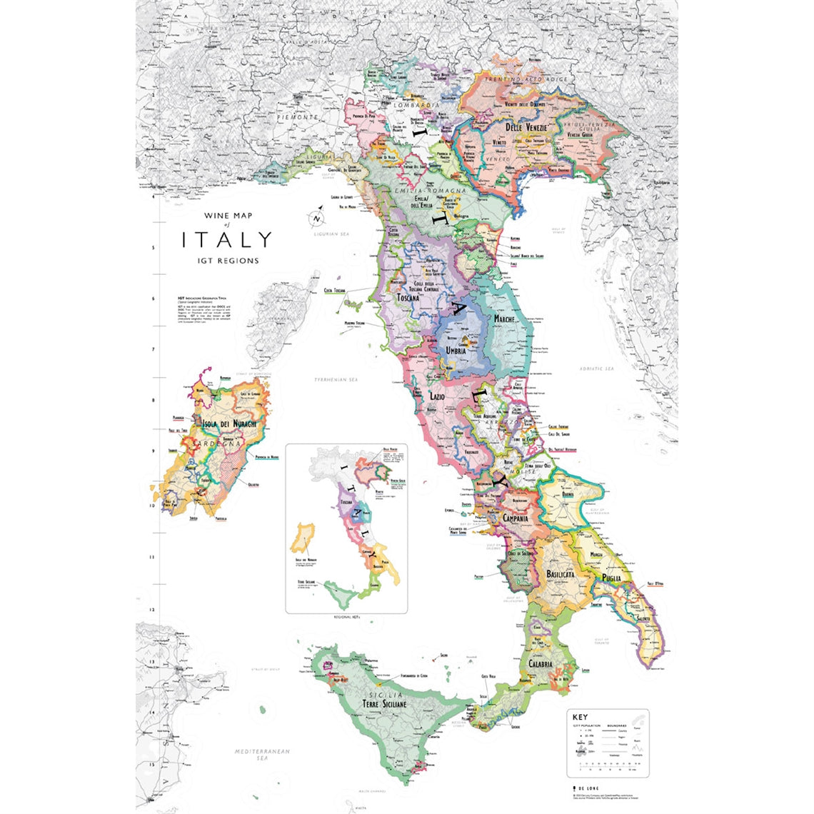 De Long’s Wine Map of Italy - Bookshelf Edition