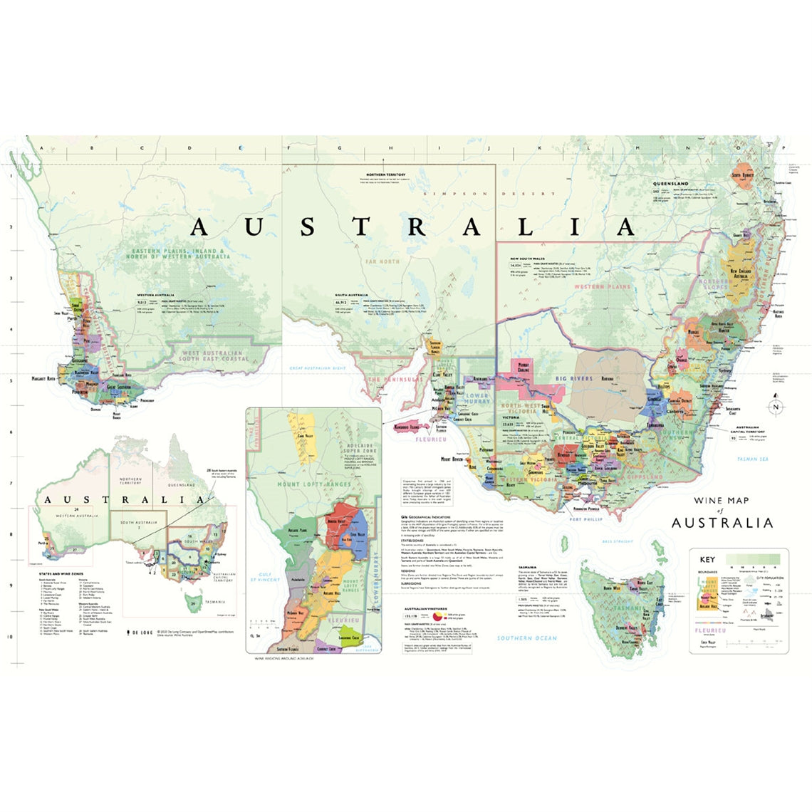 De Long’s Wine Map of Australia - Bookshelf Edition