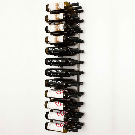 VintageView Wall Mounted W Series 4 - 36 Bottle Wine Rack 3 Deep - Platinum 4ft