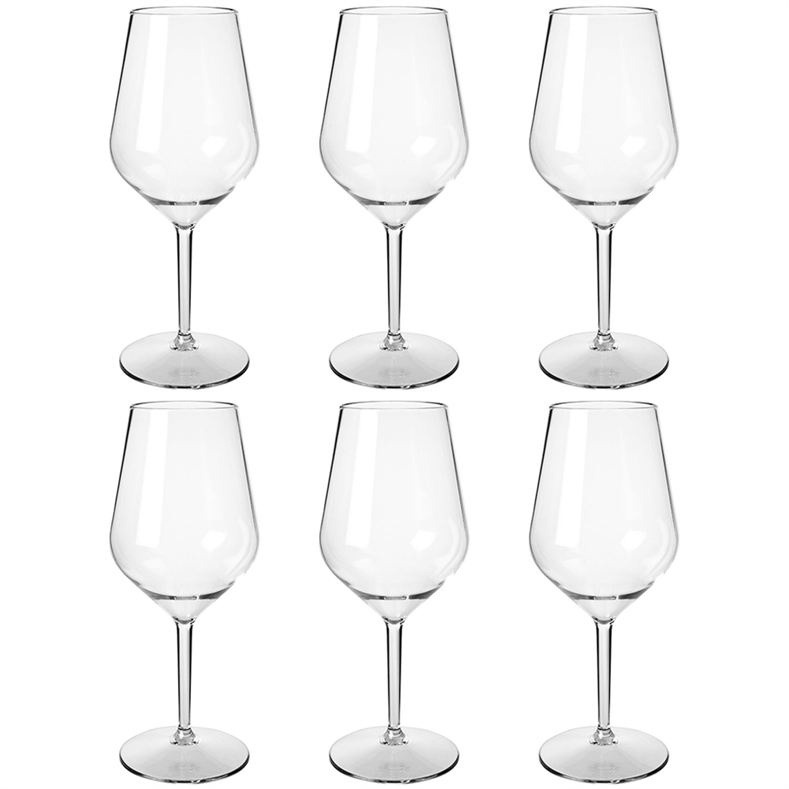 Tritan Plastic Reusable Stemmed Wine Glasses 470ml - Set of 6