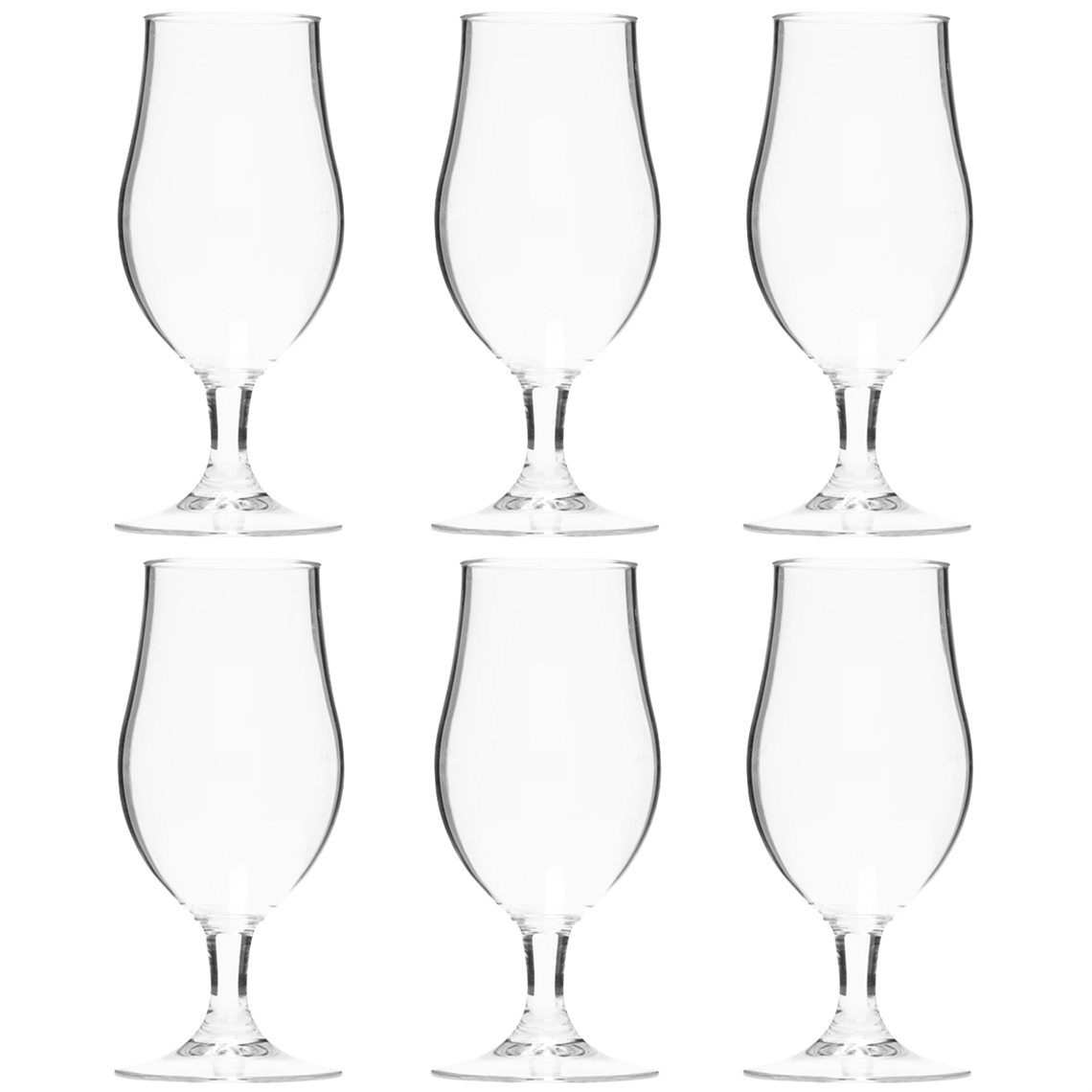 Tritan Plastic Reusable Beer Glass Tulip 400ml - Set of 6