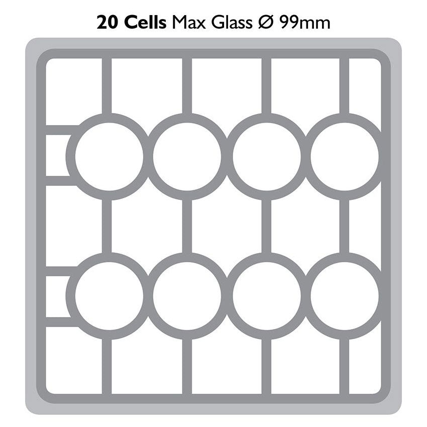 Fries Glass Washer Tray 500 x 500mm - 20 Glasses - 99mm Cell