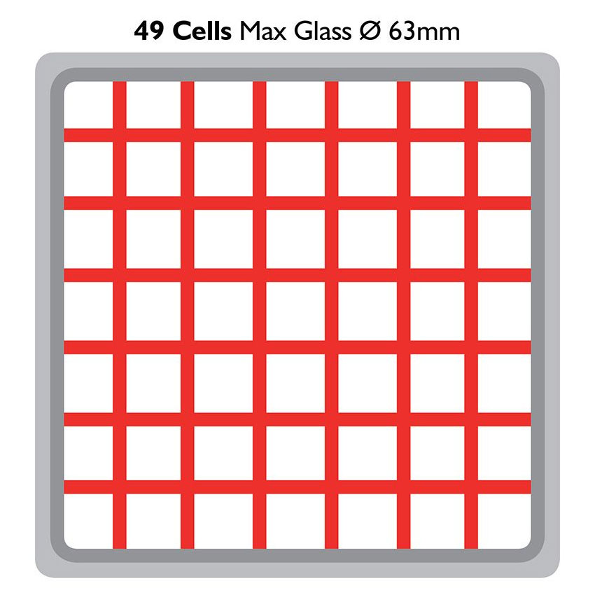 Fries Glass Washer Tray 500 x 500mm - 49 Glasses - 63mm Cell