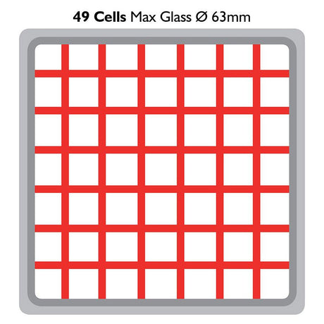 Fries Glass Washer Tray 500 x 500mm - 49 Glasses - 63mm Cell